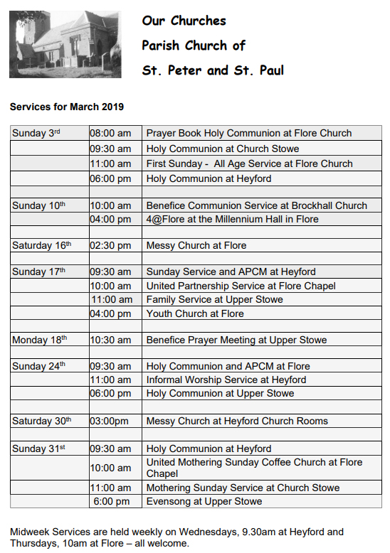 NetherHeyfordChurch-Services-March-2019