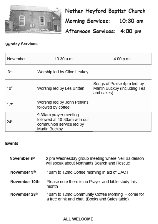 NetherHeyfordCapelServicesNov2019